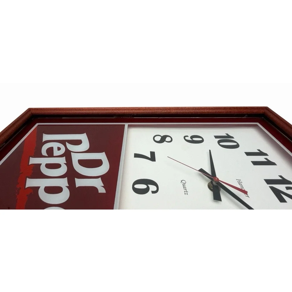 Vintage HANOVER DR PEPPER WALL CLOCK Quartz Advertisement Wood Frame Works